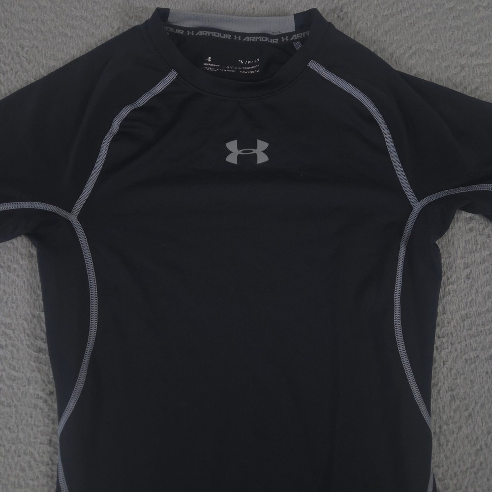 Under Armour Shirt Mens Small Black HeatGear Armour Compression Short Sleeve Top